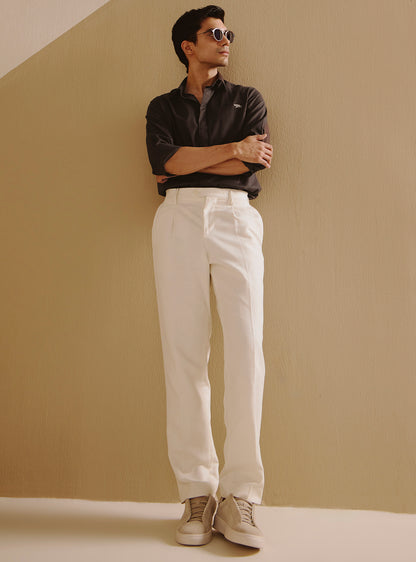 Wood Brown Cotton Lycra Melange Shirt