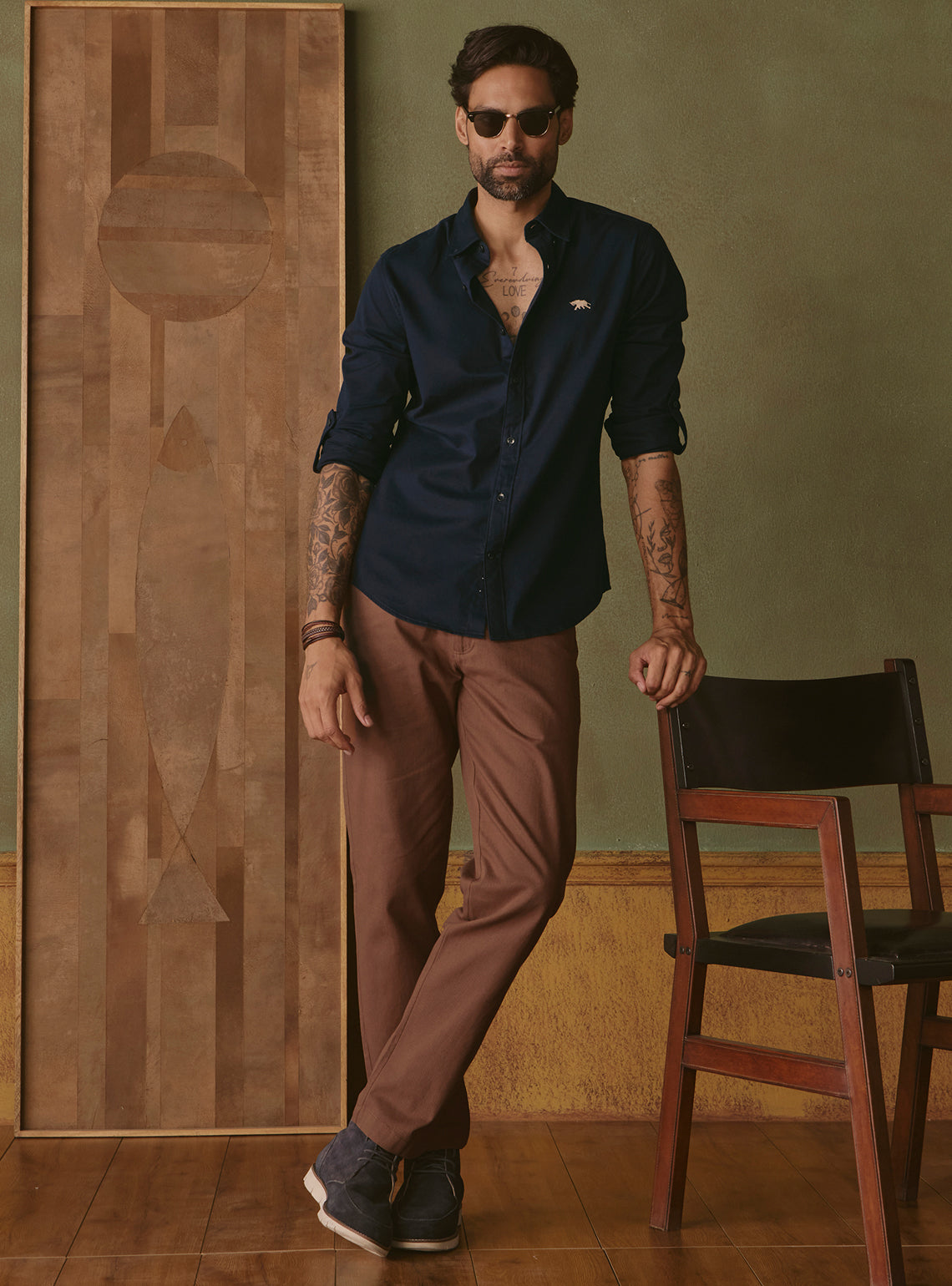 Midnight Navy Cotton Twill Shirt