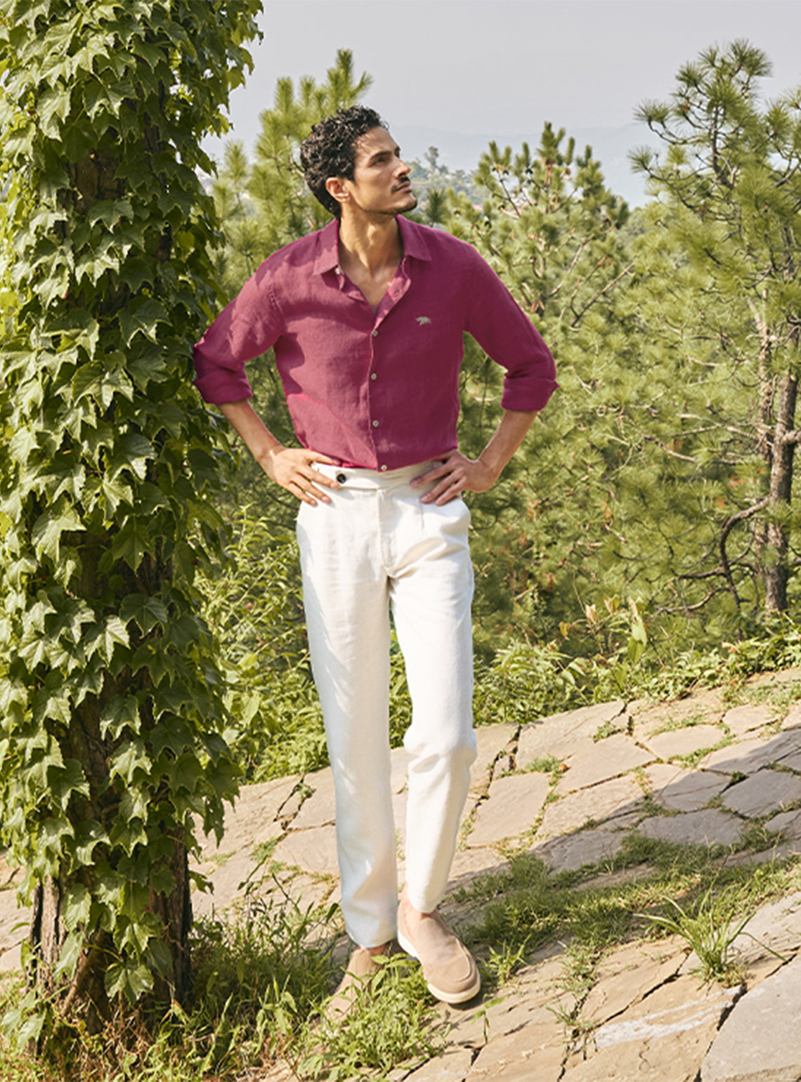 Rustic Burgundy European Linen Shirt