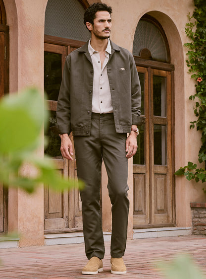 Bronze Olive Cotton Linen Trousers