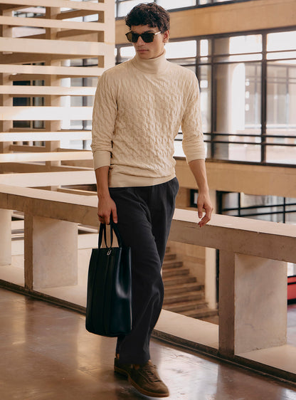 Bison Off-White Cotton Wool Pullover