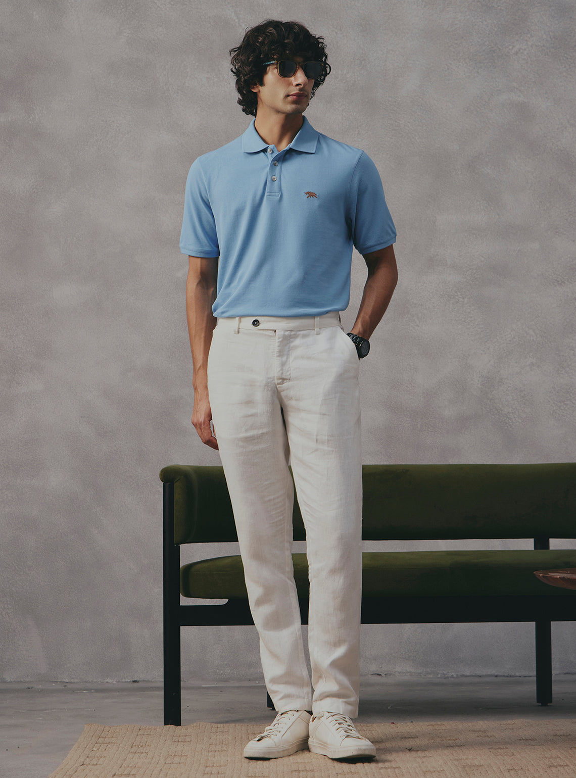 Blueberry Blue Cotton Blend Polo