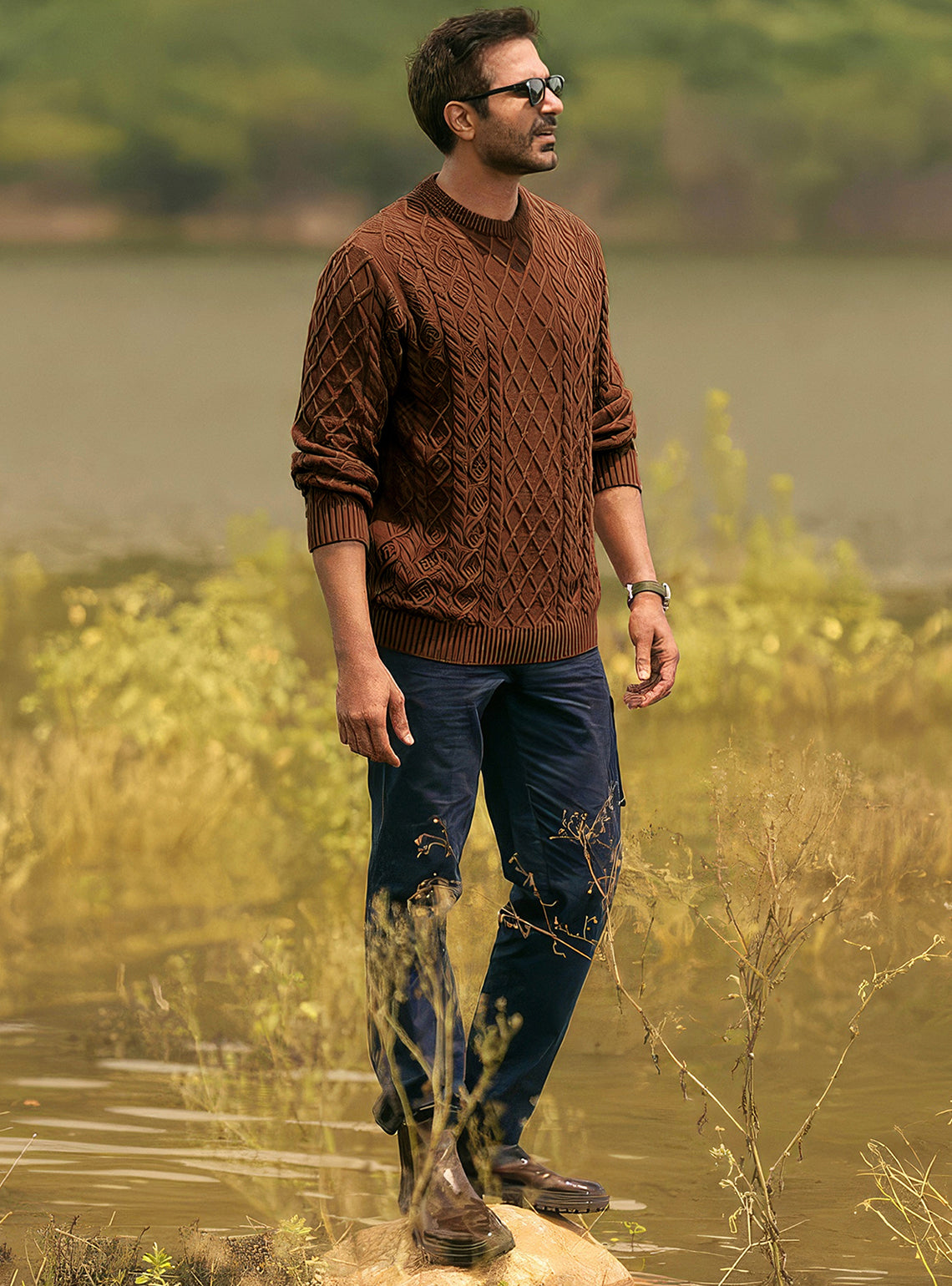 Rust Burn Cotton Melange Pullover