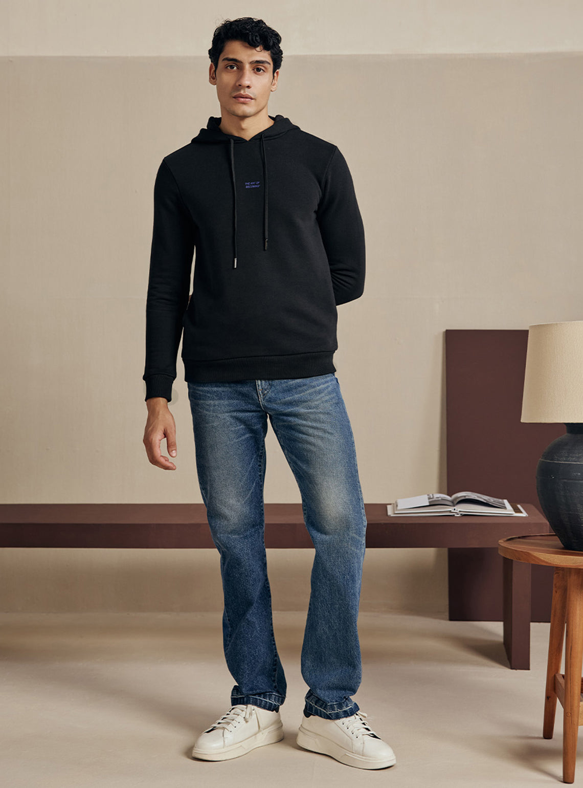 Coal Black Cotton Triblend Hoodie