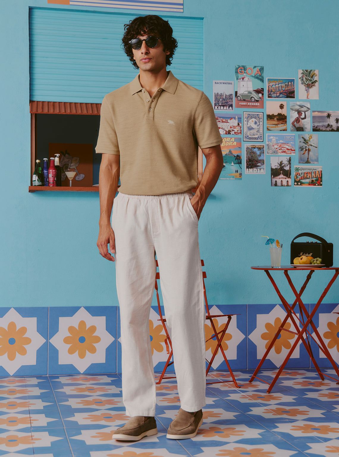 Bamboo Khaki Cotton Pique Polo