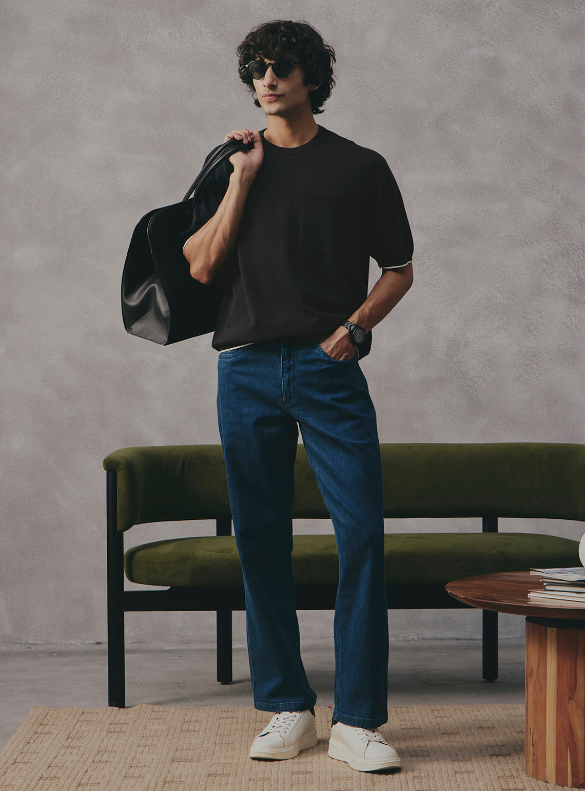 Charcoal Black Cotton Crewneck