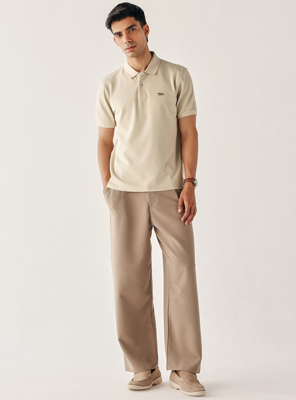 Soft Khaki Cotton Blend Polo