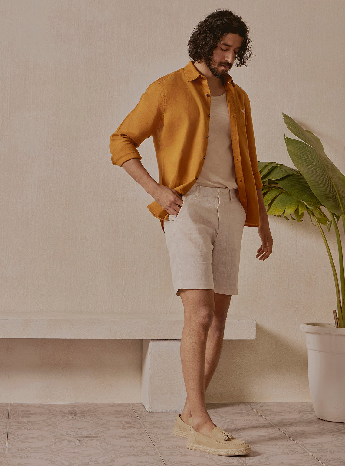 Amber Mustard Linen Shirt