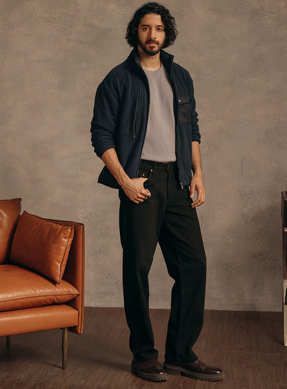 Iron Navy Cotton Fleece Jacket