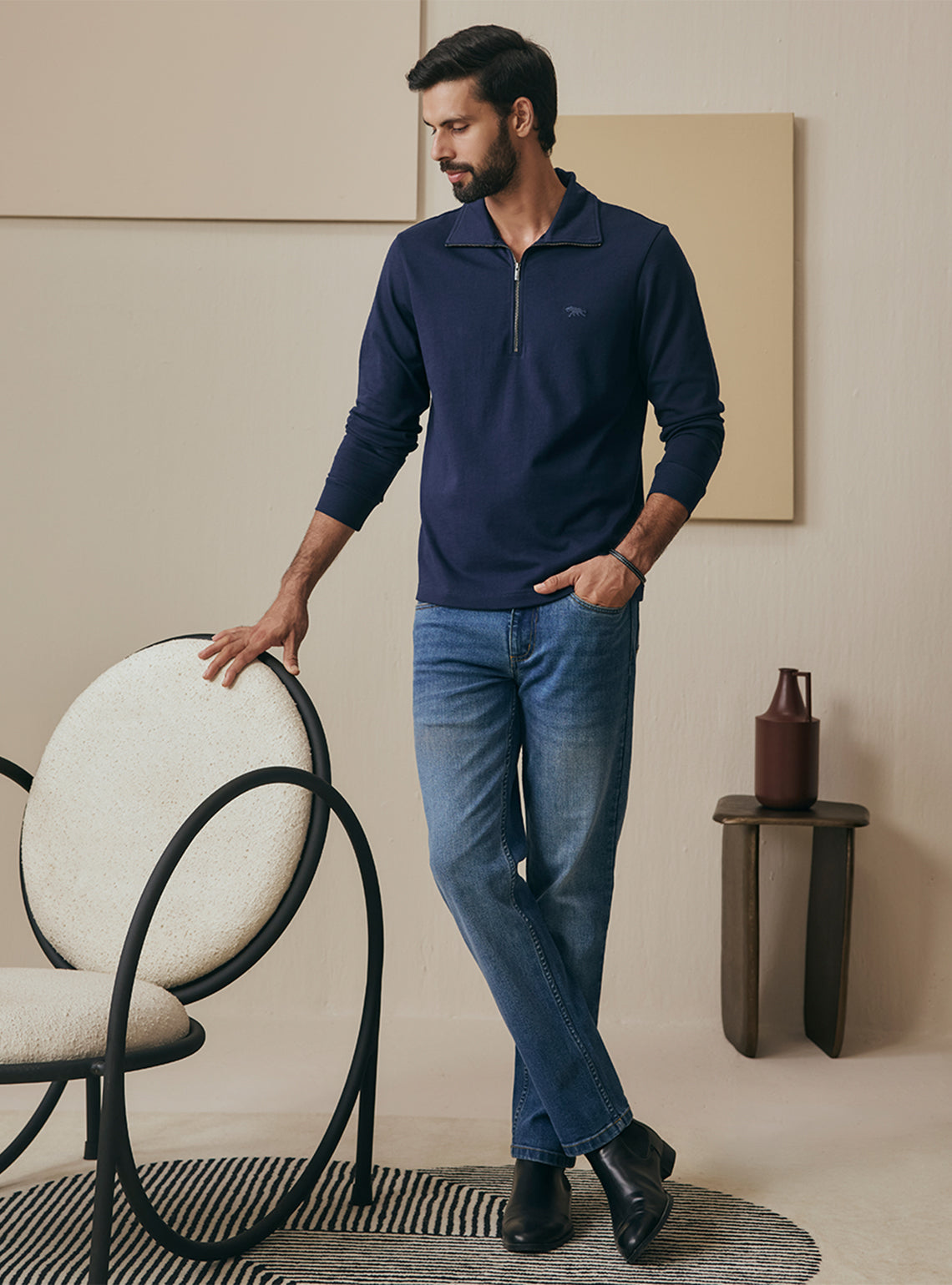 Deep Navy Cotton Sweatshirt