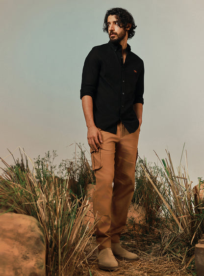 Galactic Black Cotton Twill Shirt