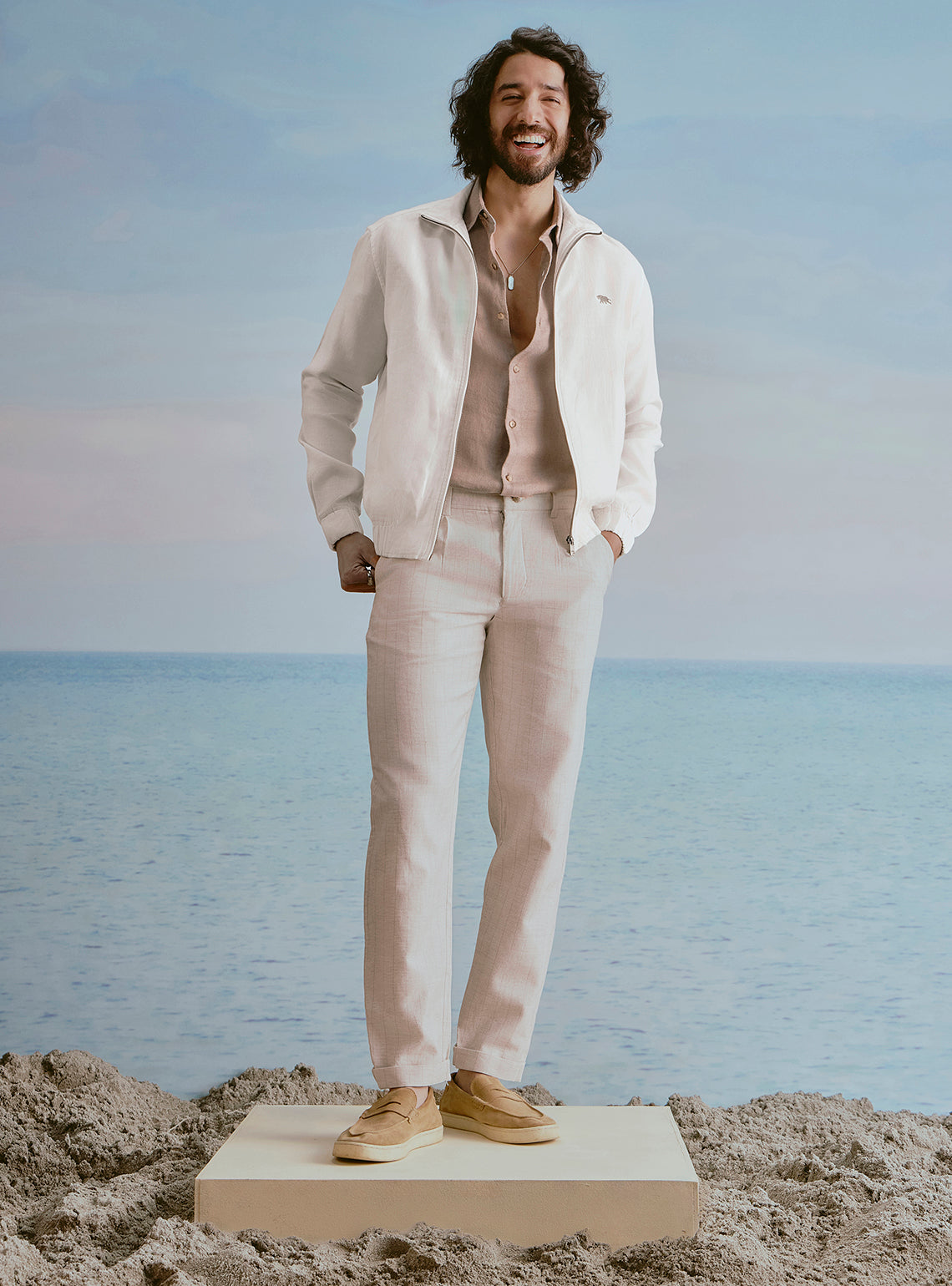 Cloud Off White Linen Bomber