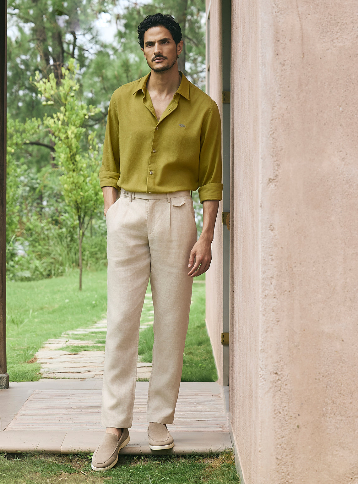 Moss Olive Lyocell Linen Shirt