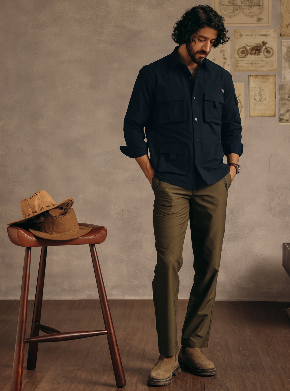 Aztec Navy Poly Utility Shirt