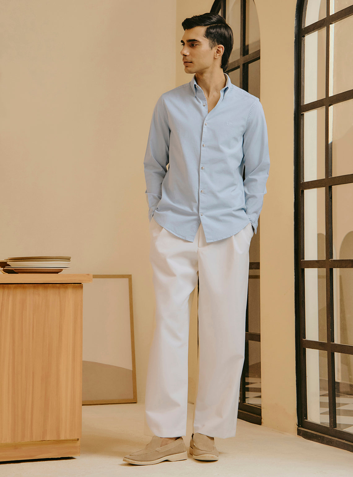 River Blue Cotton Stretch Oxford Shirt