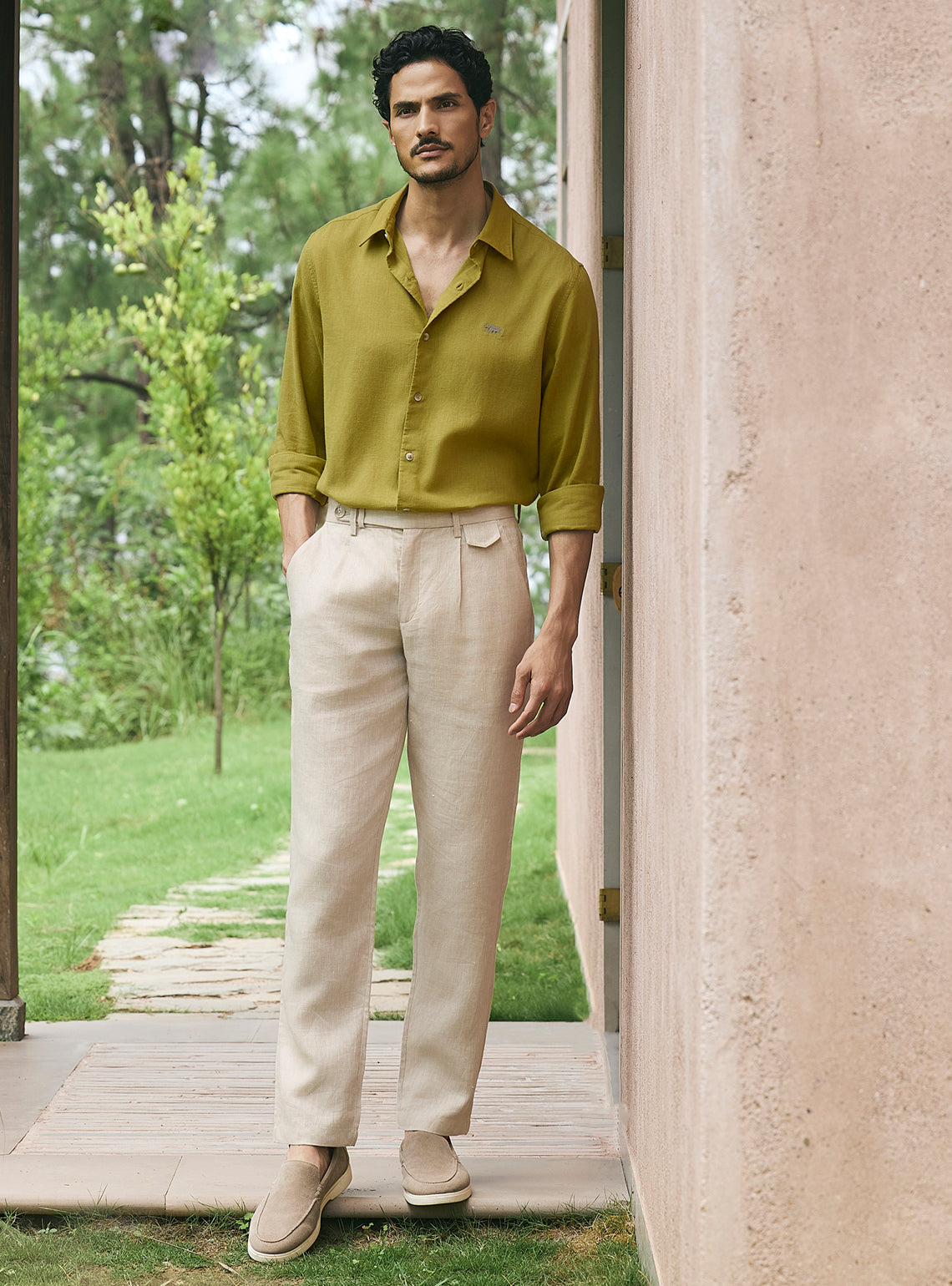 Moss Olive Lyocell Linen Shirt