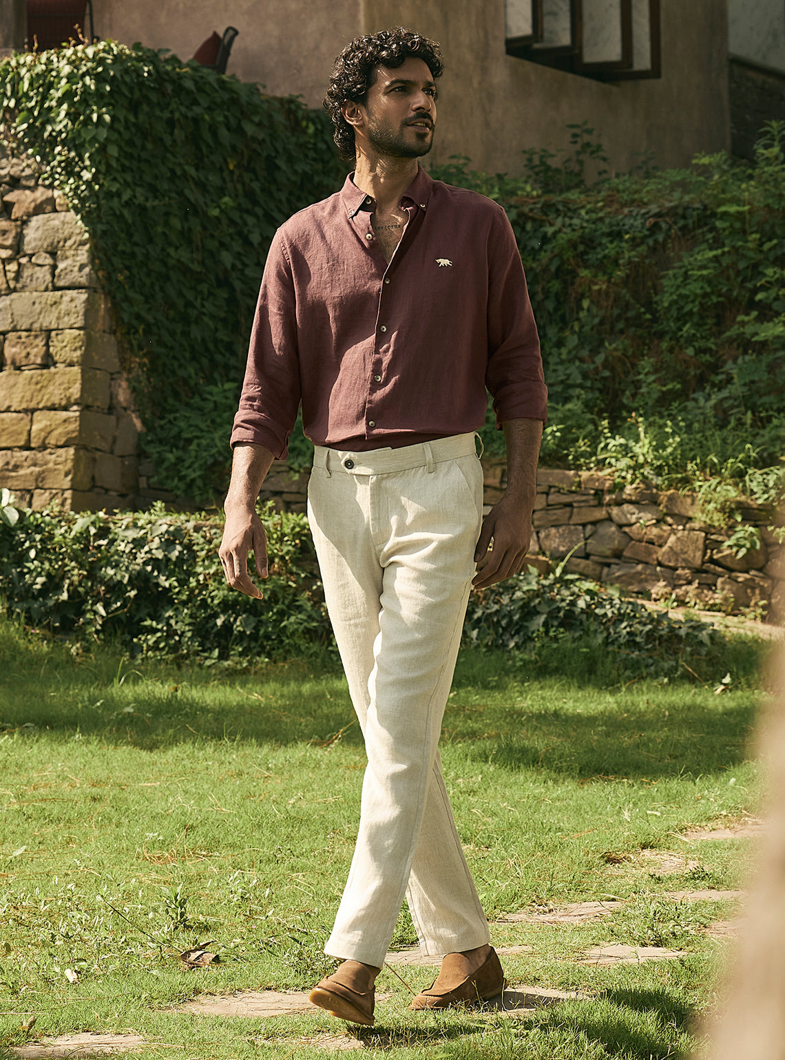 Mulberry Burgundy Linen Shirt