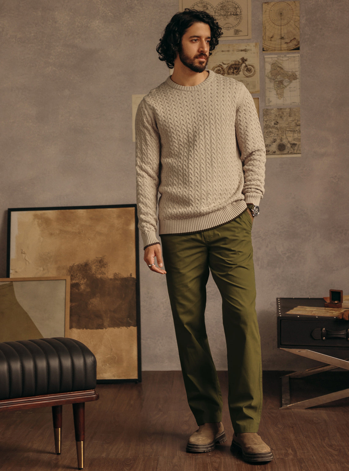 Sandrift Khaki Cotton Pullover