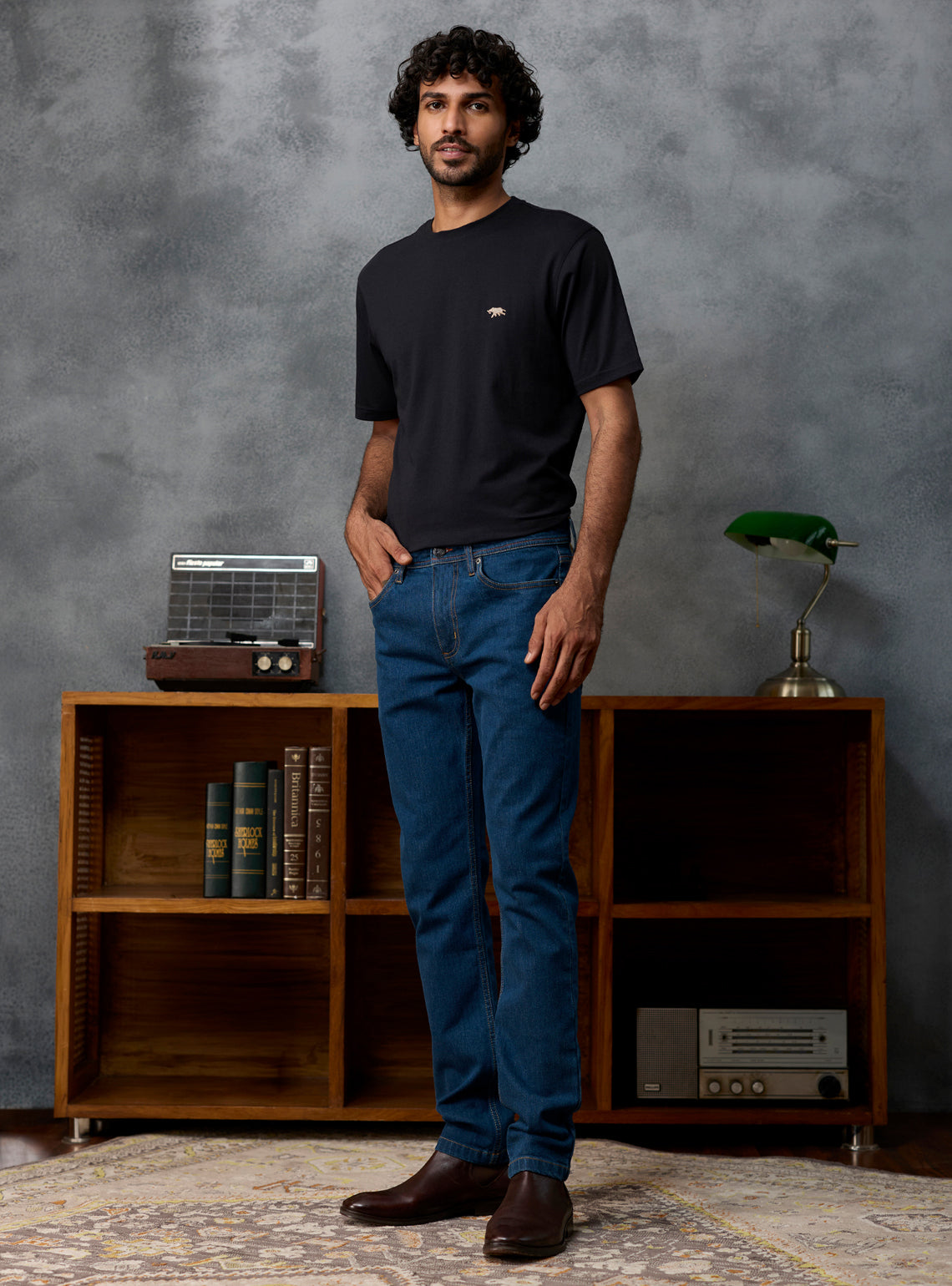 Midnight Navy Cotton Blend Denim Jeans
