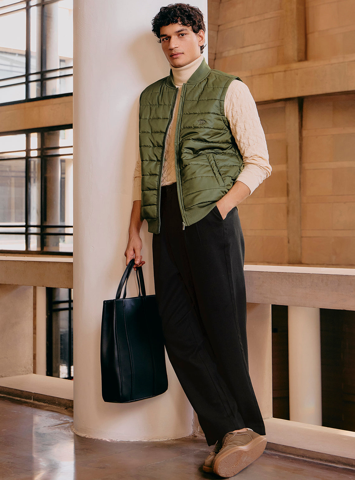 Birch Olive Nylon Spandex Gilet