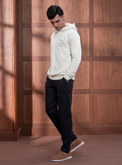 Vista White Cotton Blend Hoodie