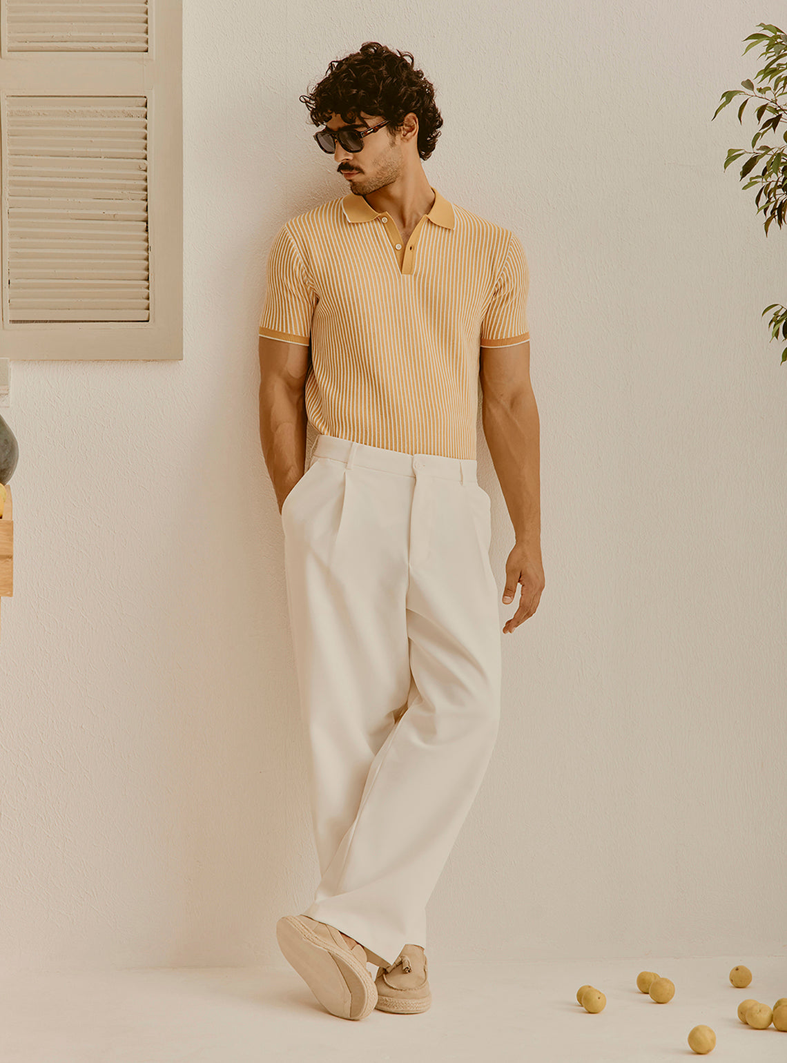 Athens Off-White Cotton Knit Polo