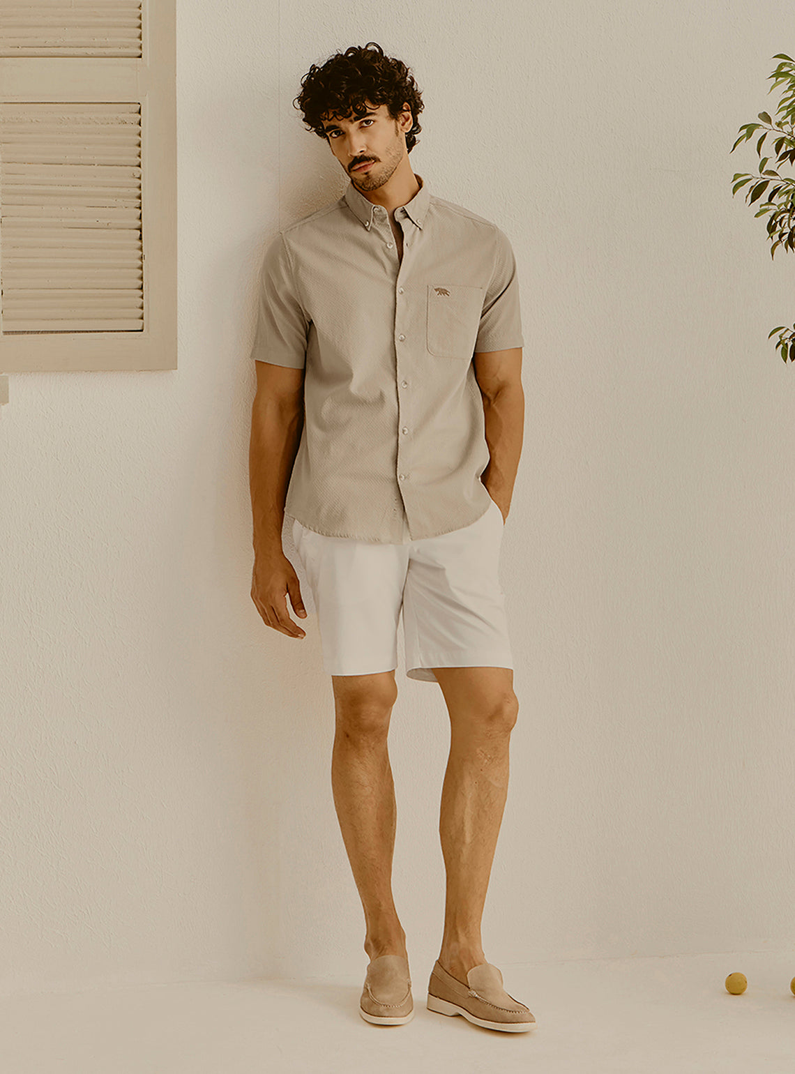 CinqueTerre Khaki Cotton Shirt
