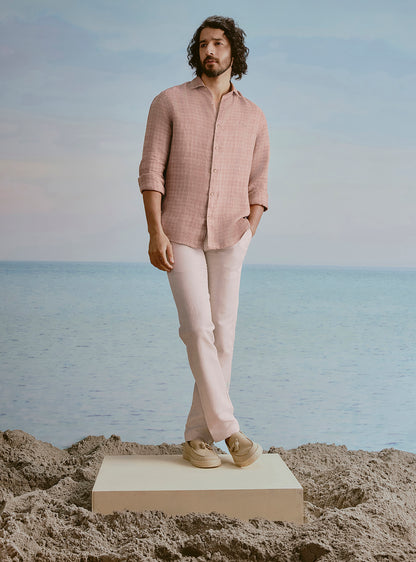 Cove Brown Linen Check Shirt