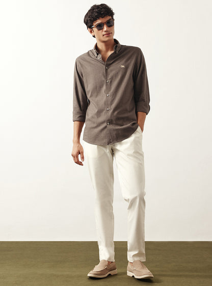 Zorba Brown Cotton Melange Shirt