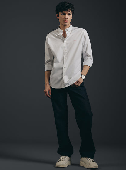 Cloud White Cotton Twill Shirt