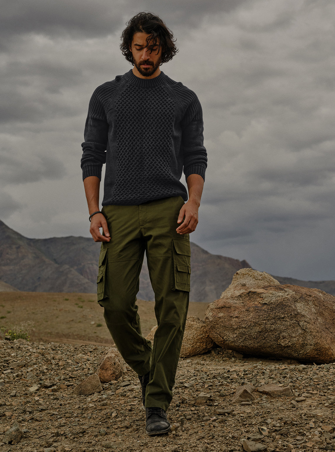 Eclipse Black Cotton Melange Pullover