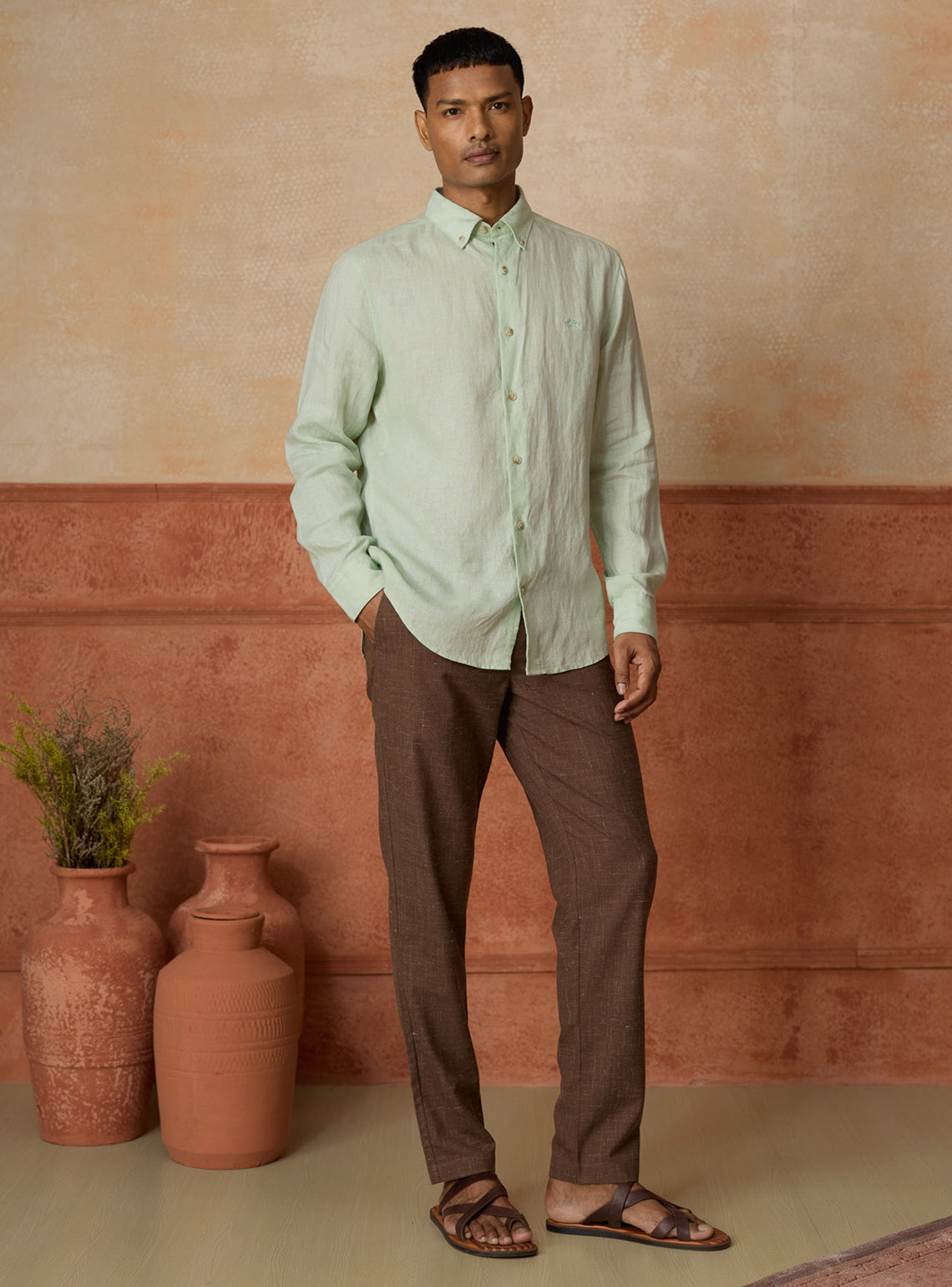 Lagoon Teal European Linen Shirt
