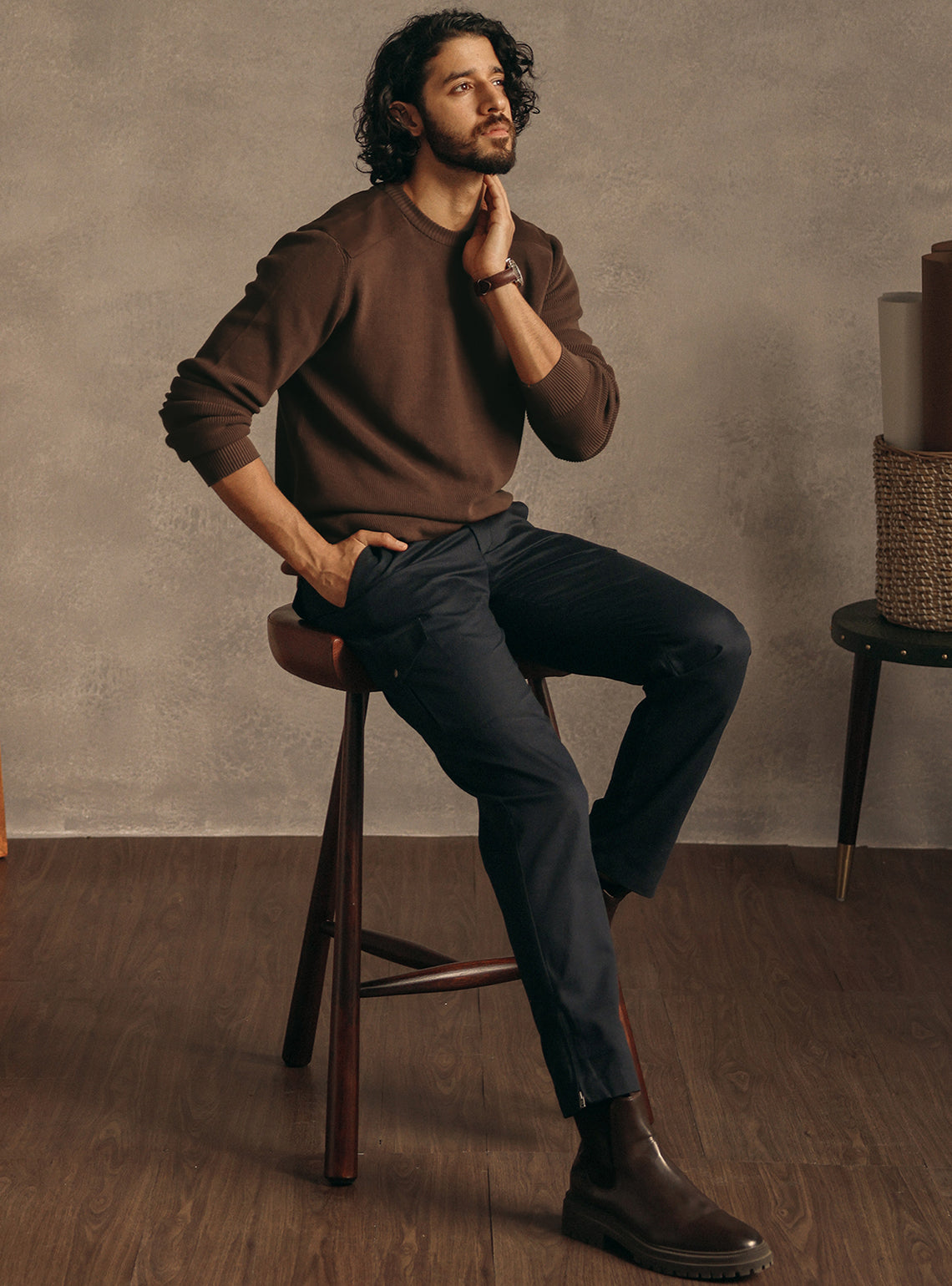 Night Brown Cotton Pullover