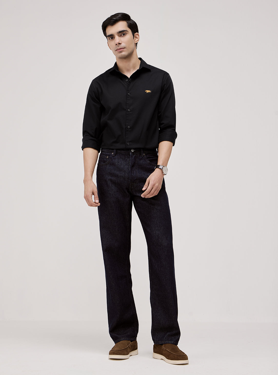 Essential Jet Black Cotton Twill Shirt