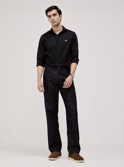 Essential Jet Black Cotton Twill Shirt