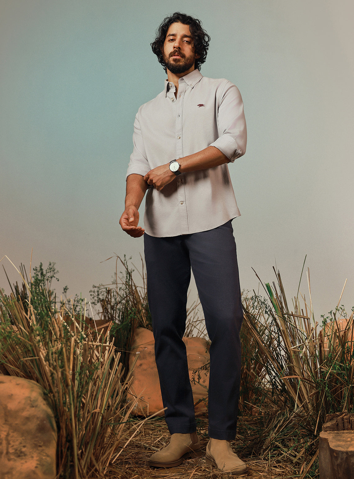 Granite Grey Cotton Twill Shirt