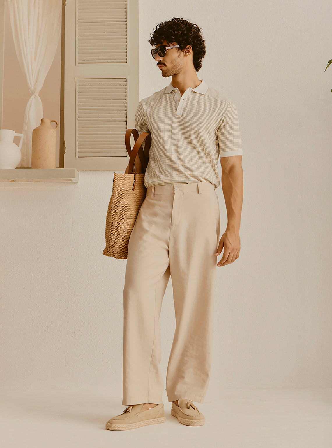 Mykonos Off-White Cotton Knit Polo