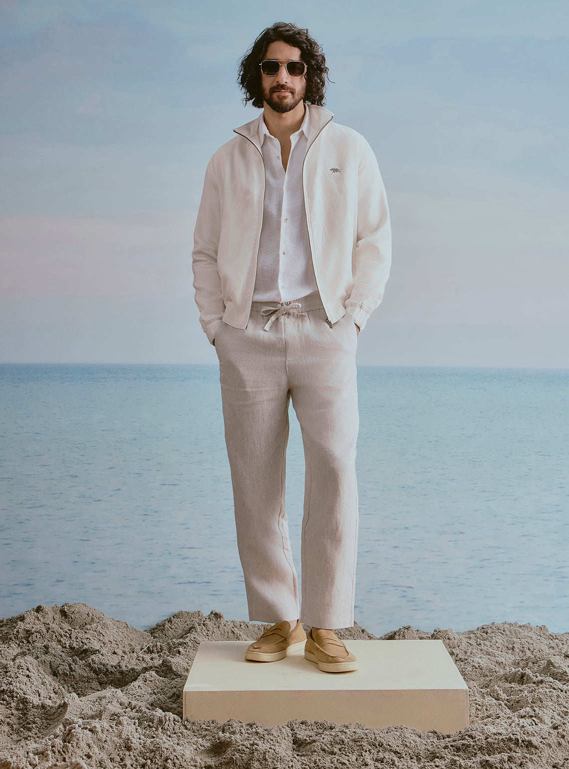 Foam White Linen Stripe Shirt