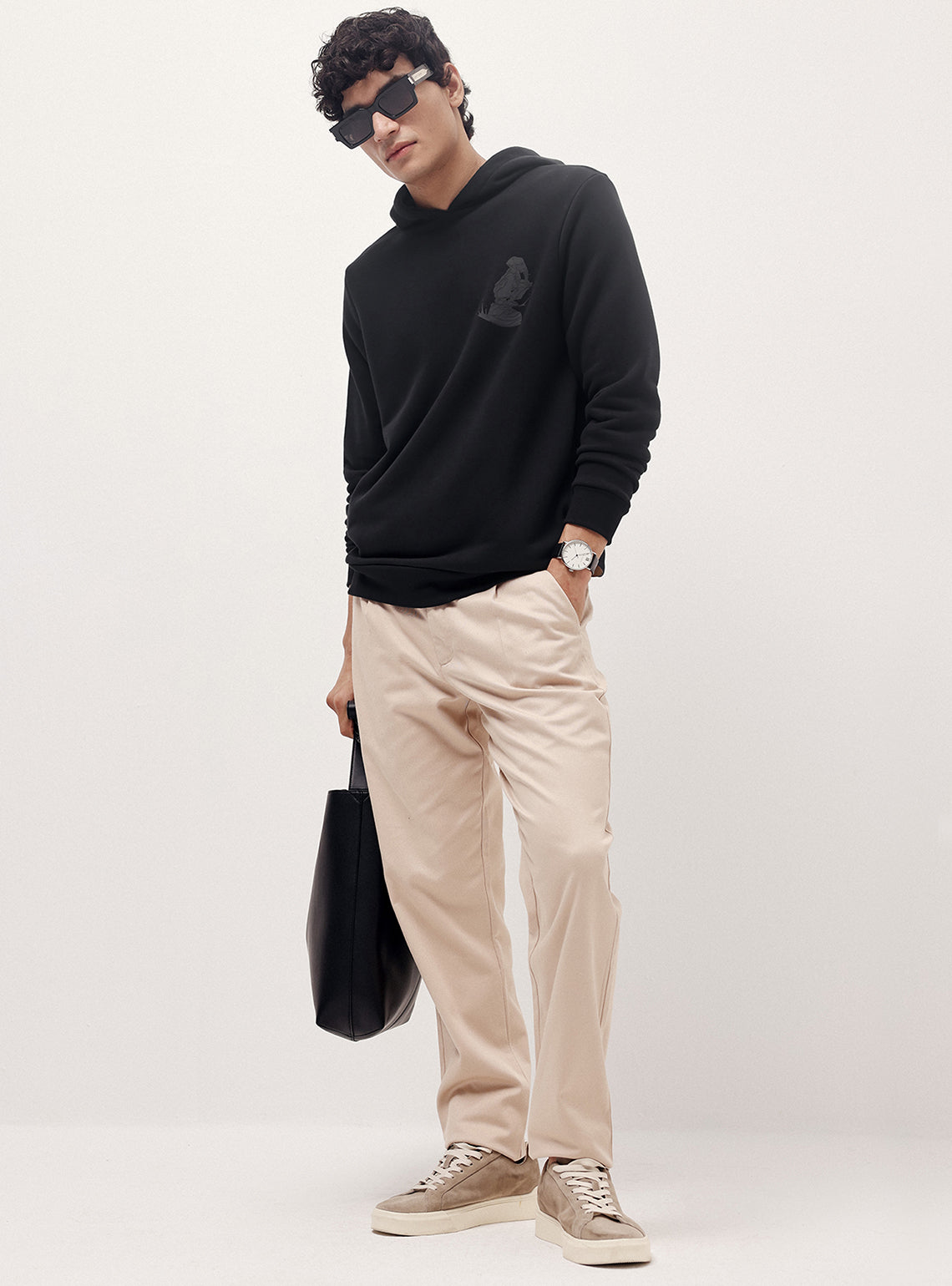 Vulcan Black Cotton Blend Hoodie