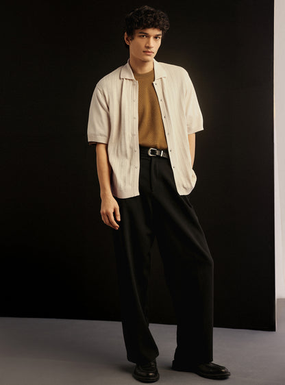 Dawn White Cotton Cable Knit Shirt