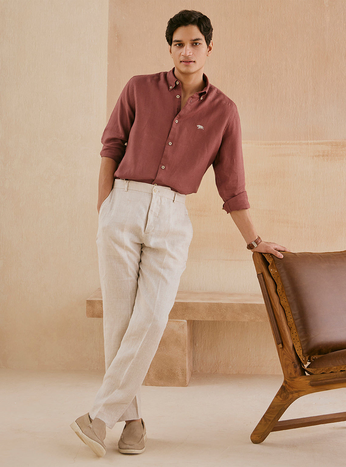Coral Rust European Linen Shirt