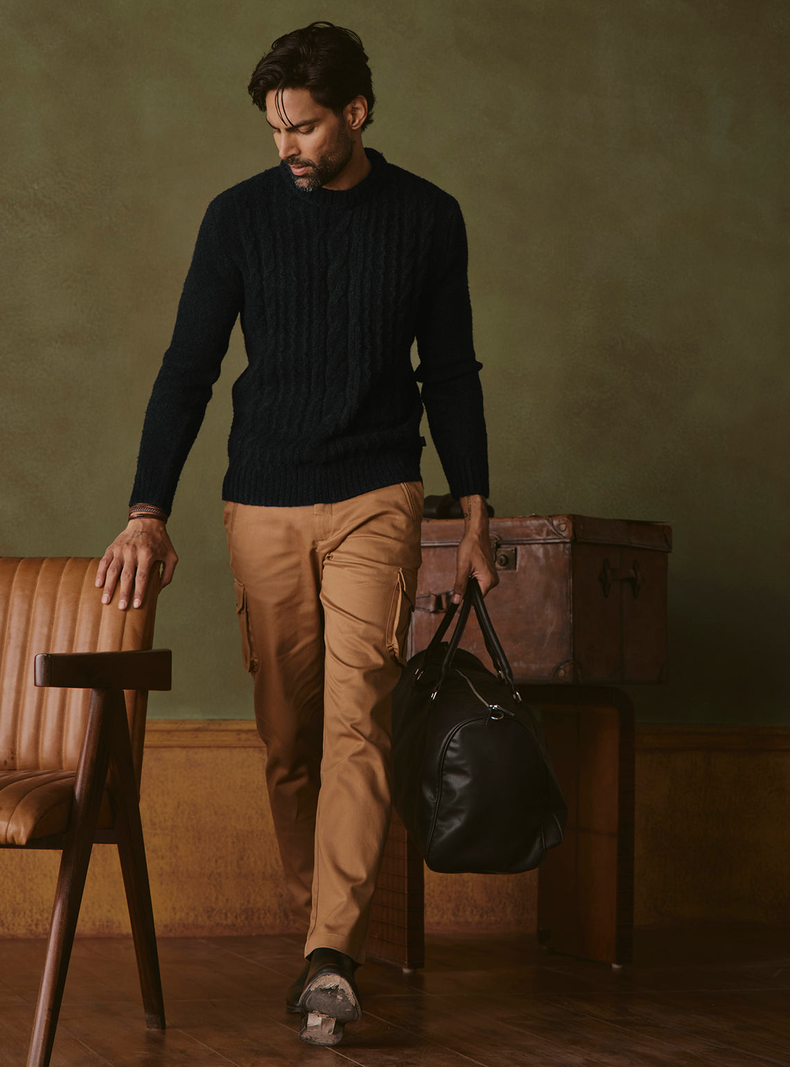 Onyx Black Cable Pullover
