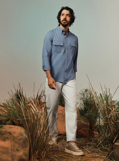 Granite Grey Cotton Cargo Pant