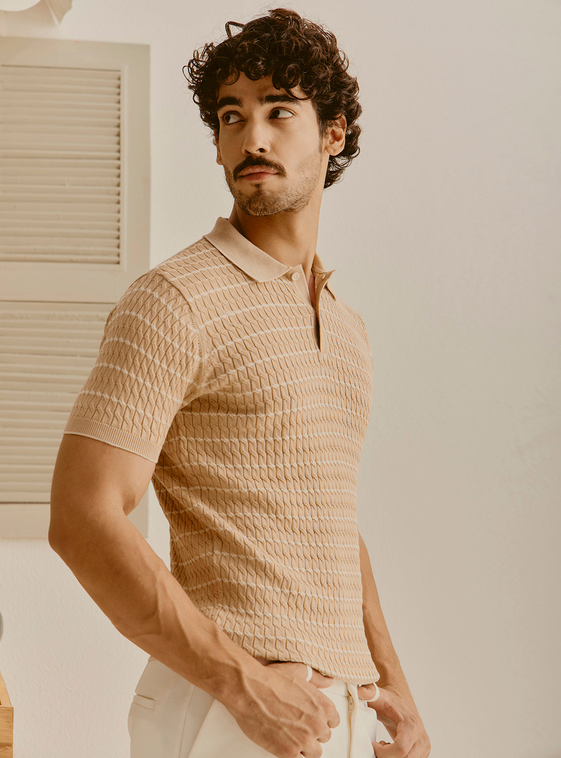Monaco Off-White Cotton Knit Polo