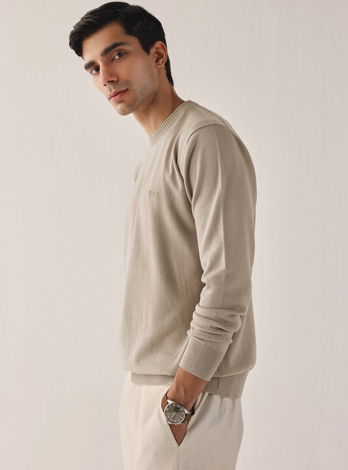 Light Khaki Cotton Pullover