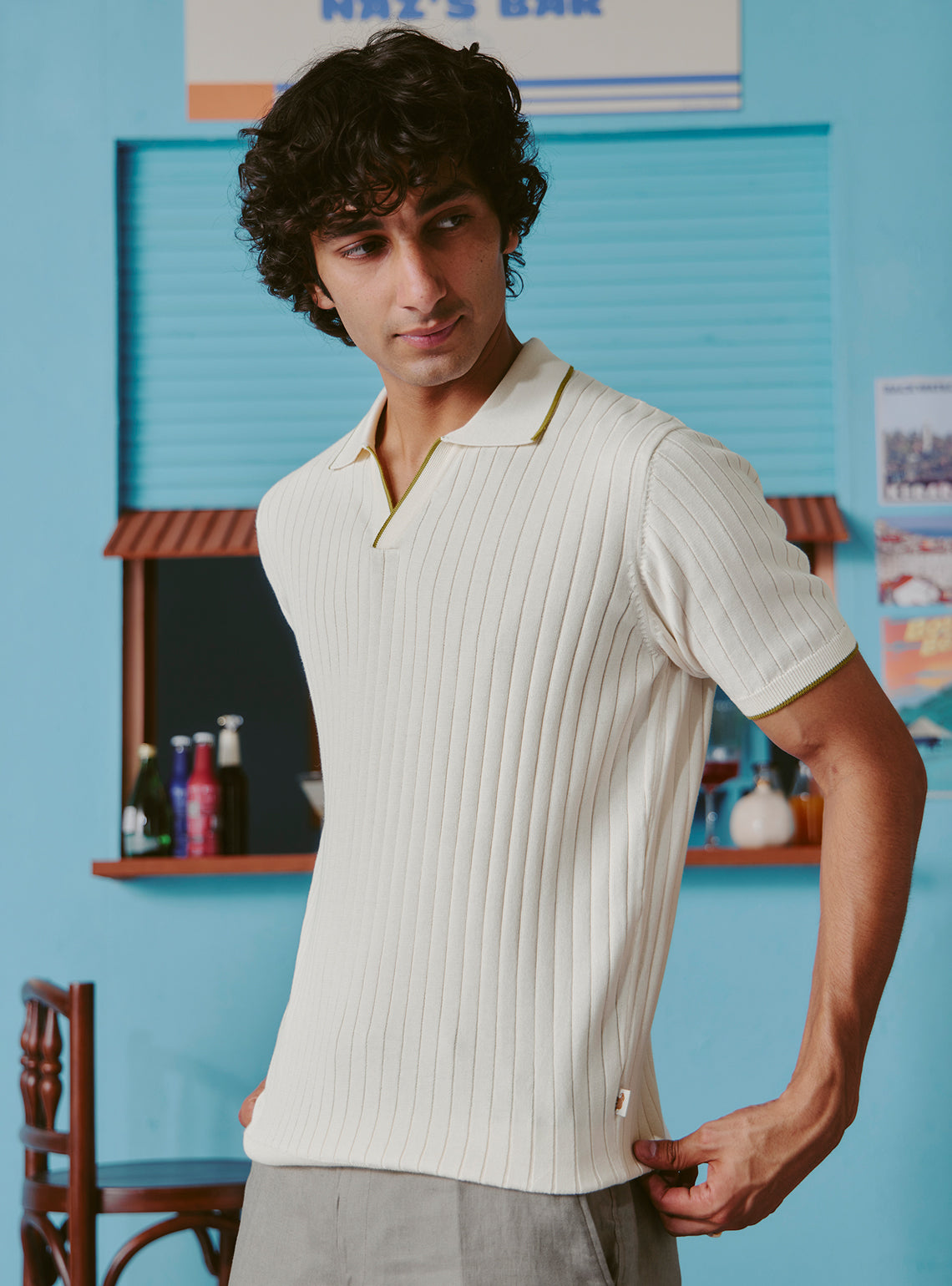 Pina Colada Off-White Cotton Rib Polo