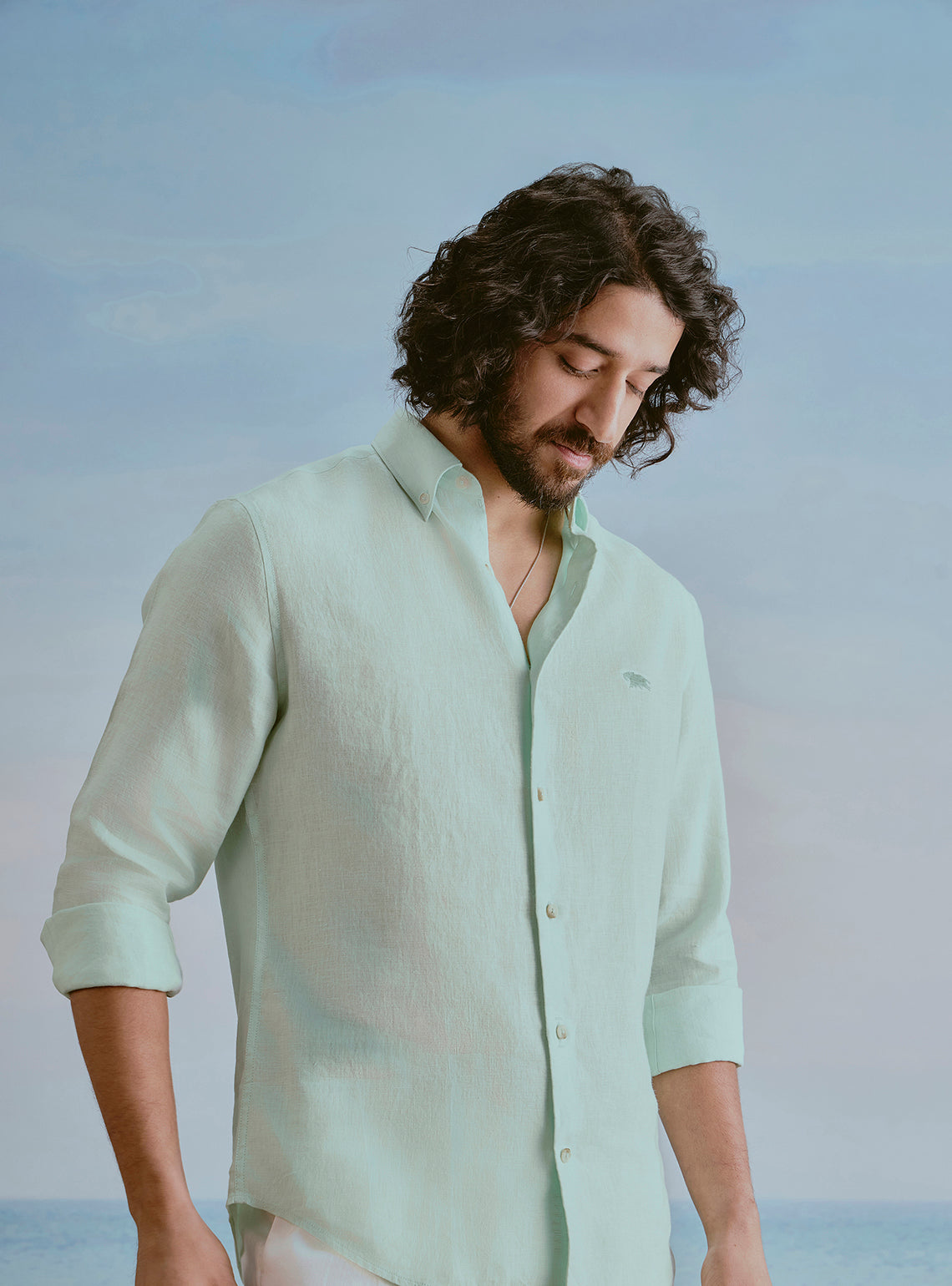 Lagoon Teal Linen Shirt