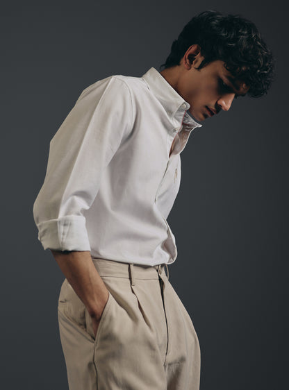 Dandelion White Cotton-Linen Shirt