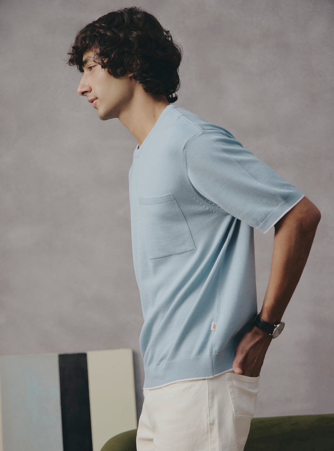 Lagoon Blue Cotton Crewneck