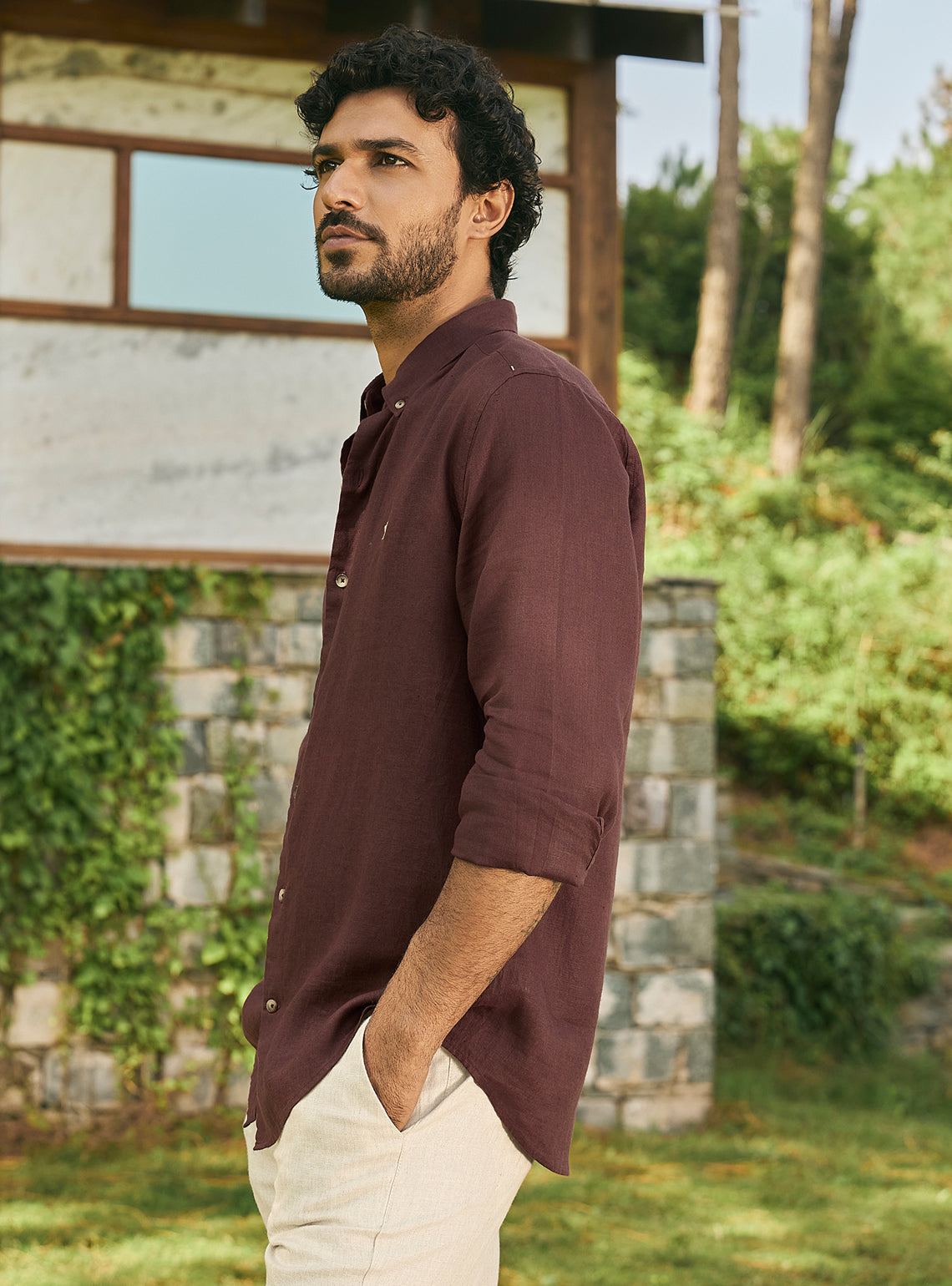 Mulberry Burgundy Linen Shirt